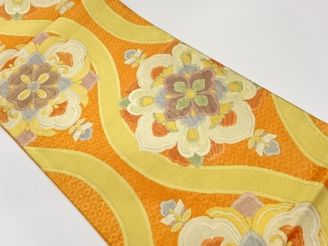 リサイクル　佐賀錦立涌に華紋模様織出し袋帯